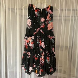 Free People Black Floral Sleeveless Top